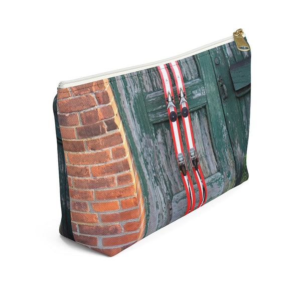 Red Skis and Green Door - Accessory Pouch w T-bottom
