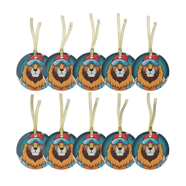 Skiing Lion - Glass Ornament Bundles