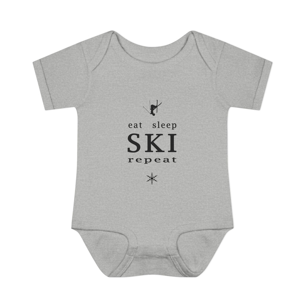 Infant Bodysuit – "Eat Sleep Ski Repeat" Baby Onesie | Skiing Newborn Gift