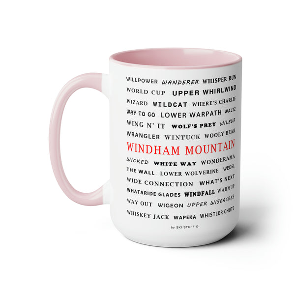 Windham Mountain Ski Resort Trail Names - Two-Tone Coffee Mug, 15oz