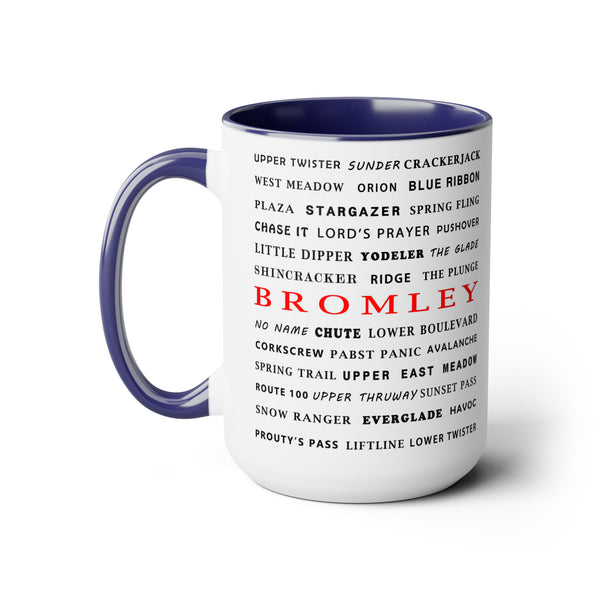 Bromley Ski Resort Trail Names - Two-Tone Coffee Mug, 15oz