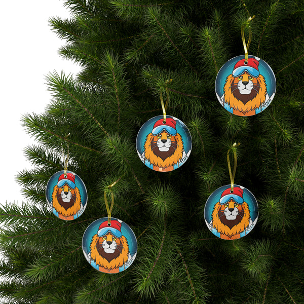 Skiing Lion - Glass Ornament Bundles