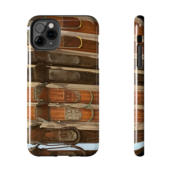 Old Wooden Skis - Tough Phone Case, Case-Mate