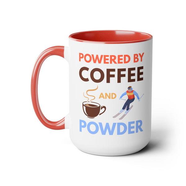 Powered by Coffee and Powder - Two-Tone Ski Mug 15oz