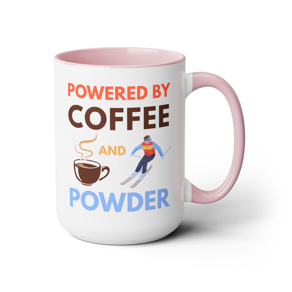 Powered by Coffee and Powder - Two-Tone Ski Mug 15oz