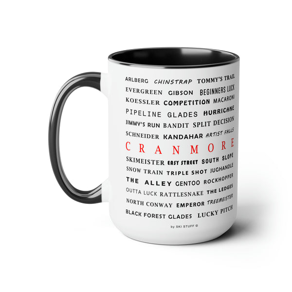 Cranmore Ski Resort Trail Names - Two-Tone Coffee Mug, 15oz