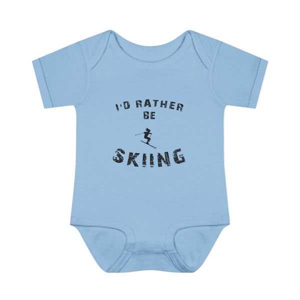 Infant Bodysuit – "I'd Rather Be Skiing" Baby Onesie | Skiing Newborn Gift