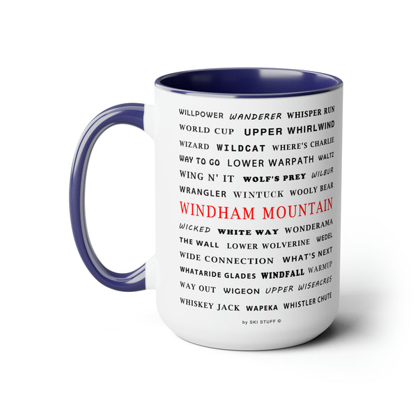 Windham Mountain Ski Resort Trail Names - Two-Tone Coffee Mug, 15oz