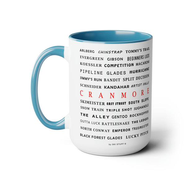 Cranmore Ski Resort Trail Names - Two-Tone Coffee Mug, 15oz