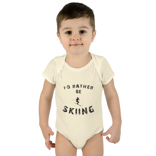 Infant Bodysuit – "I'd Rather Be Skiing" Baby Onesie | Skiing Newborn Gift