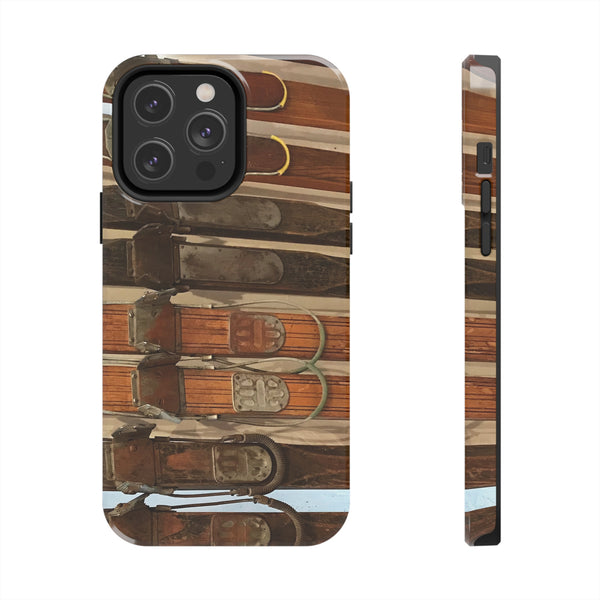 Old Wooden Skis - Tough Phone Case, Case-Mate