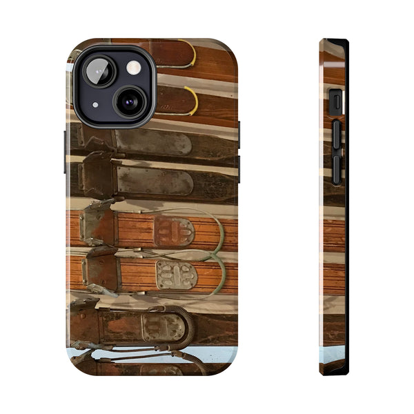 Old Wooden Skis - Tough Phone Case, Case-Mate