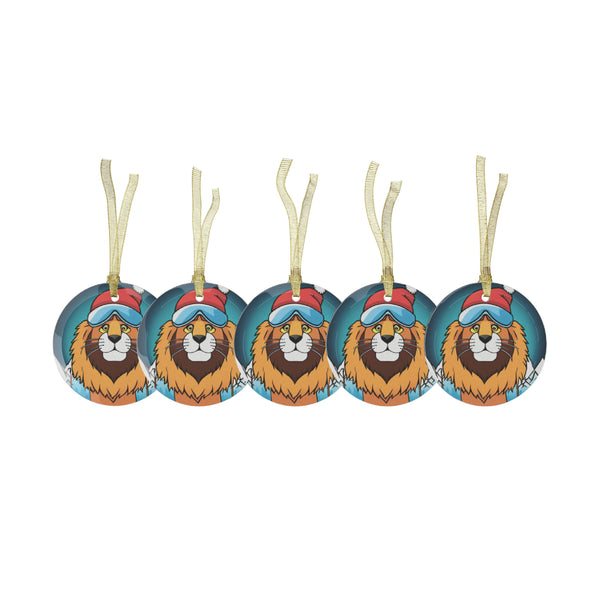 Skiing Lion - Glass Ornament Bundles