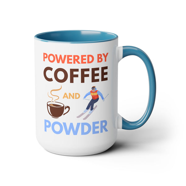 Powered by Coffee and Powder - Two-Tone Ski Mug 15oz