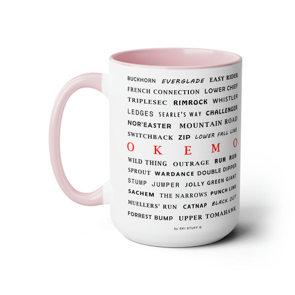 Okemo Ski Resort Trail Names - Two-Tone Coffee Mug, 15oz