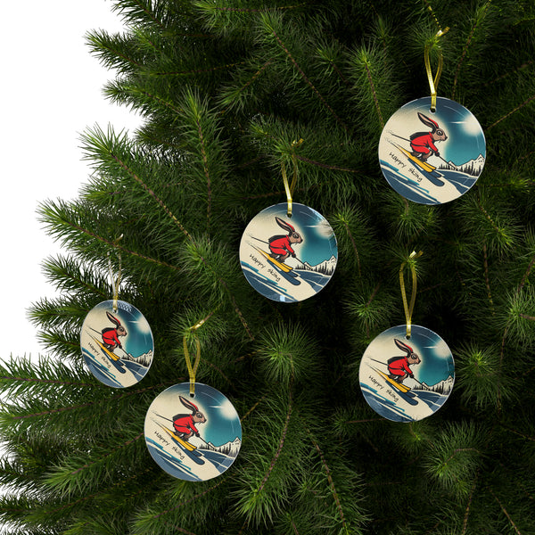 Happy Skiing Bunny - Glass Ornament Bundles