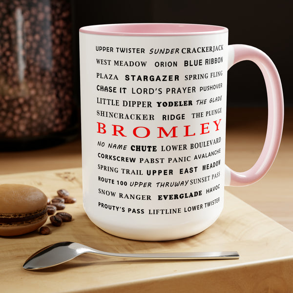 Bromley Ski Resort Trail Names - Two-Tone Coffee Mug, 15oz