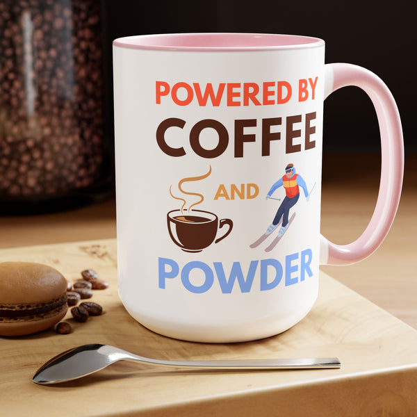 Powered by Coffee and Powder - Two-Tone Ski Mug 15oz