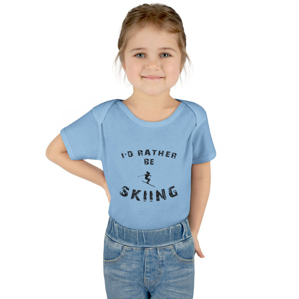 Infant Bodysuit – "I'd Rather Be Skiing" Baby Onesie | Skiing Newborn Gift