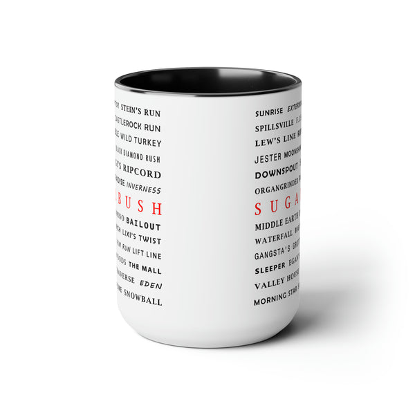 Sugarbush Ski Resort Trail Names - Two-Tone Coffee Mug, 15oz