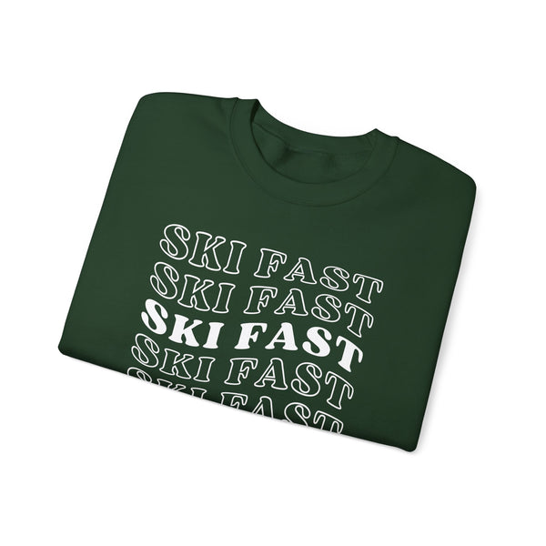 Ski Fast - Unisex Crewneck Sweatshirt, Ski Lovers Gifts, Ski Lovers Gifts