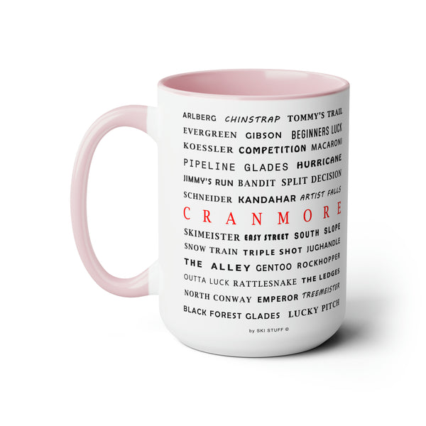 Cranmore Ski Resort Trail Names - Two-Tone Coffee Mug, 15oz