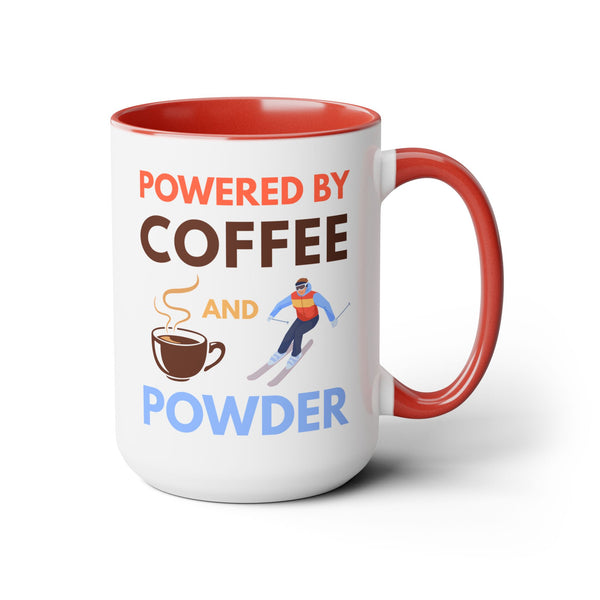 Powered by Coffee and Powder - Two-Tone Ski Mug 15oz