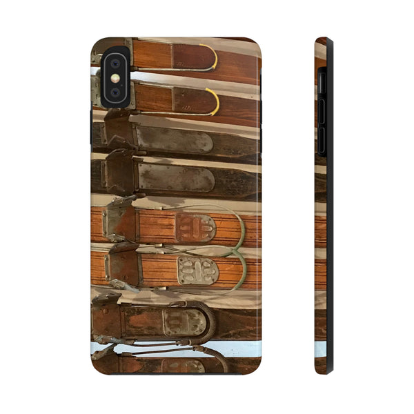 Old Wooden Skis - Tough Phone Case, Case-Mate