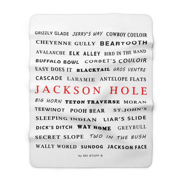Jackson Hole Sherpa Fleece Blanket — Ski Run Names Cozy Throw