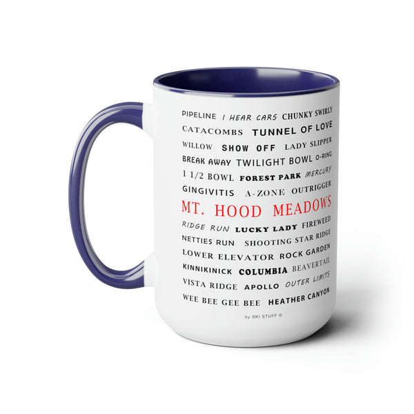 Mount Hood Meadows Ski Resort Trail Names - Two-Tone Coffee Mug, 15oz