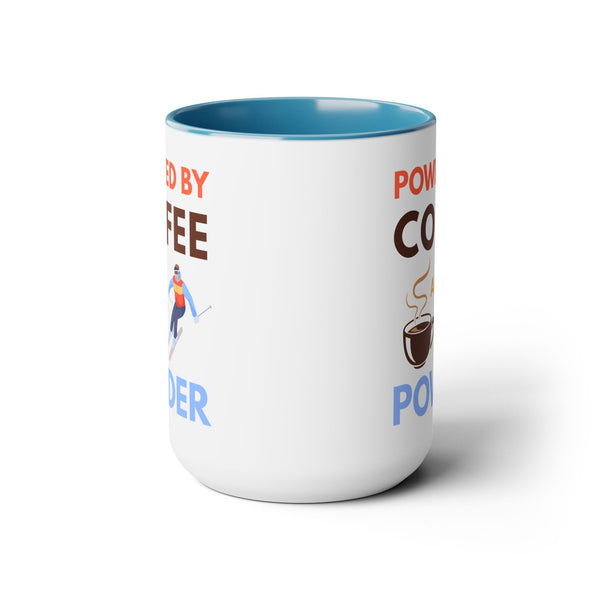 Powered by Coffee and Powder - Two-Tone Ski Mug 15oz