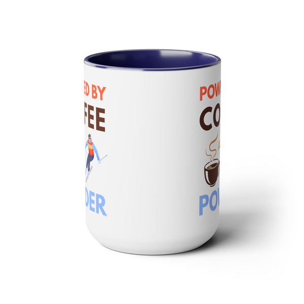 Powered by Coffee and Powder - Two-Tone Ski Mug 15oz