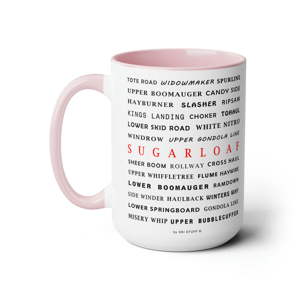 Sugarloaf Ski Resort Trail Names - Two-Tone Coffee Mug, 15oz