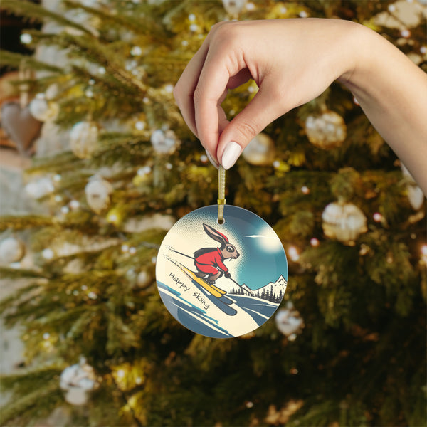 Happy Skiing Bunny - Glass Ornament Bundles