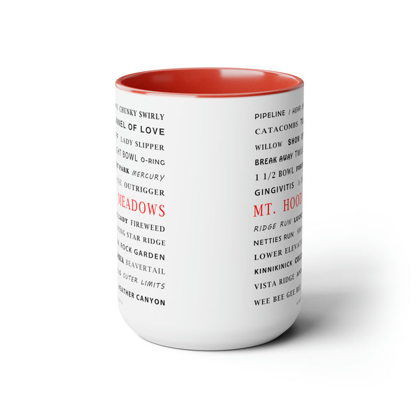 Mount Hood Meadows Ski Resort Trail Names - Two-Tone Coffee Mug, 15oz