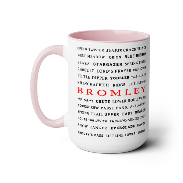 Bromley Ski Resort Trail Names - Two-Tone Coffee Mug, 15oz