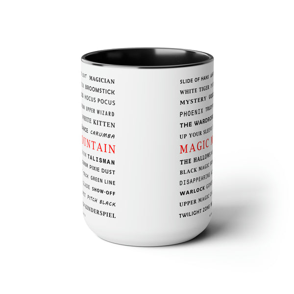 Magic Mountain Ski Resort Trail Names - Two-Tone Coffee Mug, 15oz