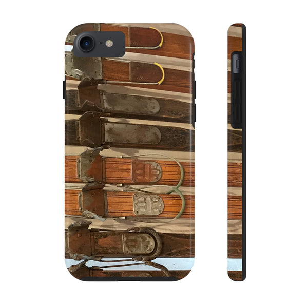 Old Wooden Skis - Tough Phone Case, Case-Mate