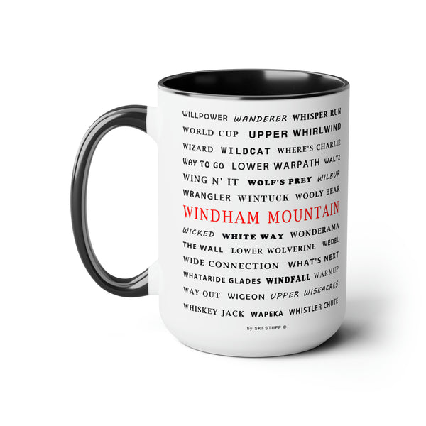 Windham Mountain Ski Resort Trail Names - Two-Tone Coffee Mug, 15oz