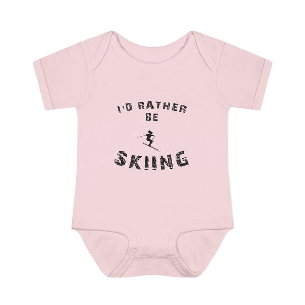 Infant Bodysuit – "I'd Rather Be Skiing" Baby Onesie | Skiing Newborn Gift