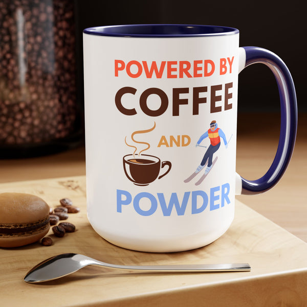 Powered by Coffee and Powder - Two-Tone Ski Mug 15oz