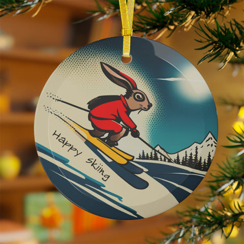 Happy Skiing Bunny - Glass Ornament Bundles