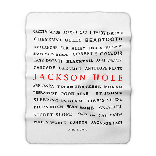 Jackson Hole Sherpa Fleece Blanket — Ski Run Names Cozy Throw