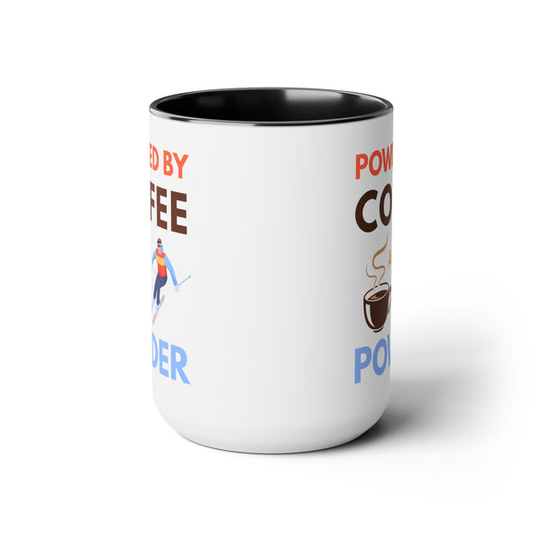 Powered by Coffee and Powder - Two-Tone Ski Mug 15oz