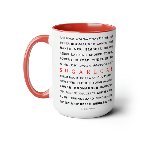 Sugarloaf Ski Resort Trail Names - Two-Tone Coffee Mug, 15oz