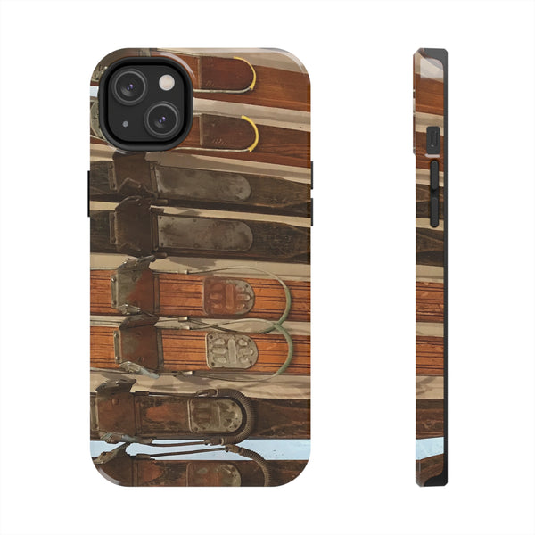 Old Wooden Skis - Tough Phone Case, Case-Mate