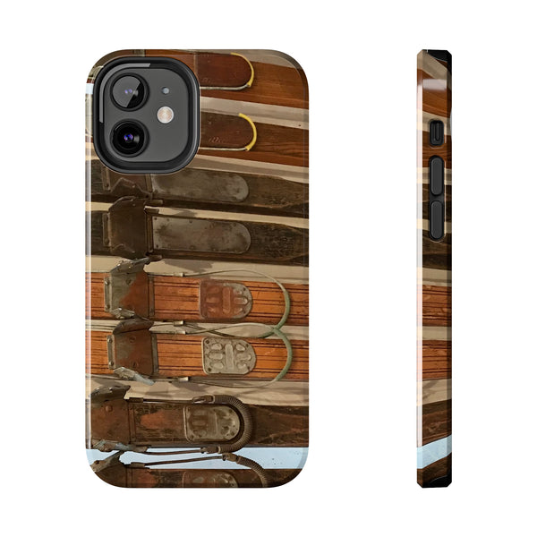 Old Wooden Skis - Tough Phone Case, Case-Mate