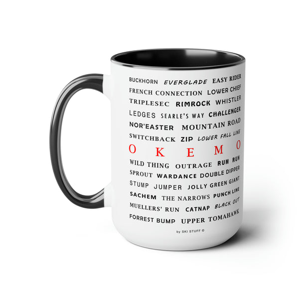 Okemo Ski Resort Trail Names - Two-Tone Coffee Mug, 15oz