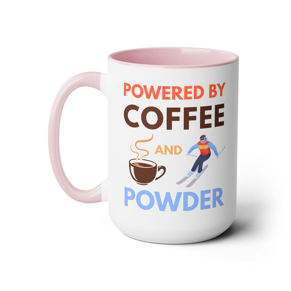 Powered by Coffee and Powder - Two-Tone Ski Mug 15oz