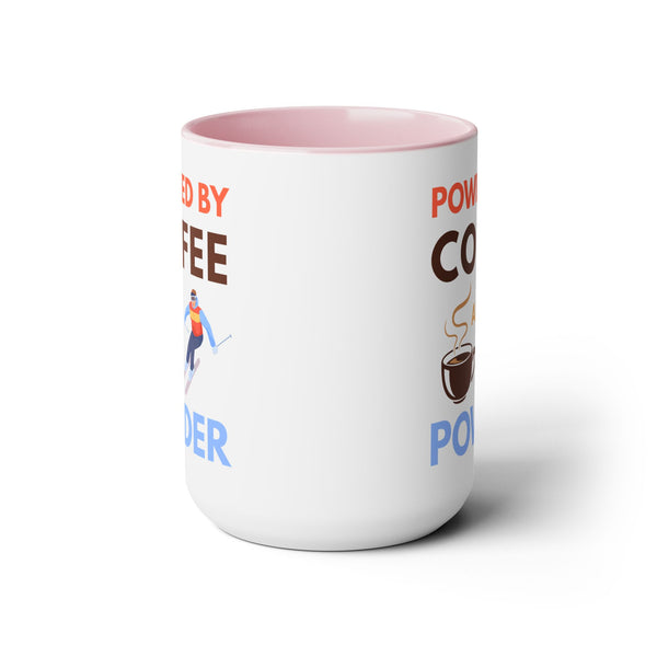 Powered by Coffee and Powder - Two-Tone Ski Mug 15oz